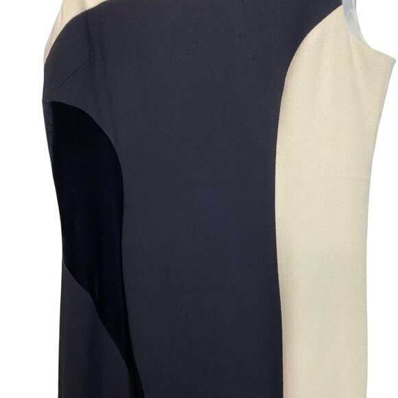 Teri Jon by Rickie Freeman Black Cream Wool Velvet Knee Length Sheath Dress 16 - Picture 4 of 8